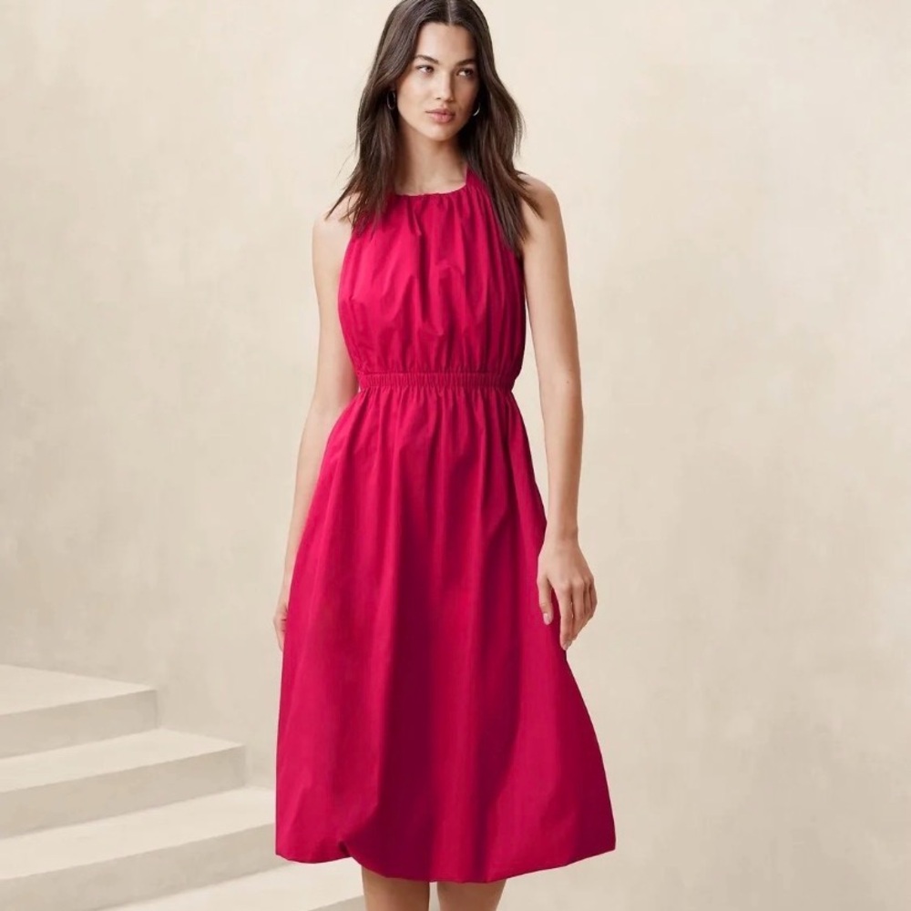 Banana Republic Fuchsia Halter Midi Dress